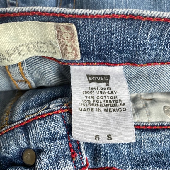 Levis 550 Relaxed Tapered Fit Cutoff Denim Jean Shorts sz 6 Distressed 10” Rise - Picture 4 of 7